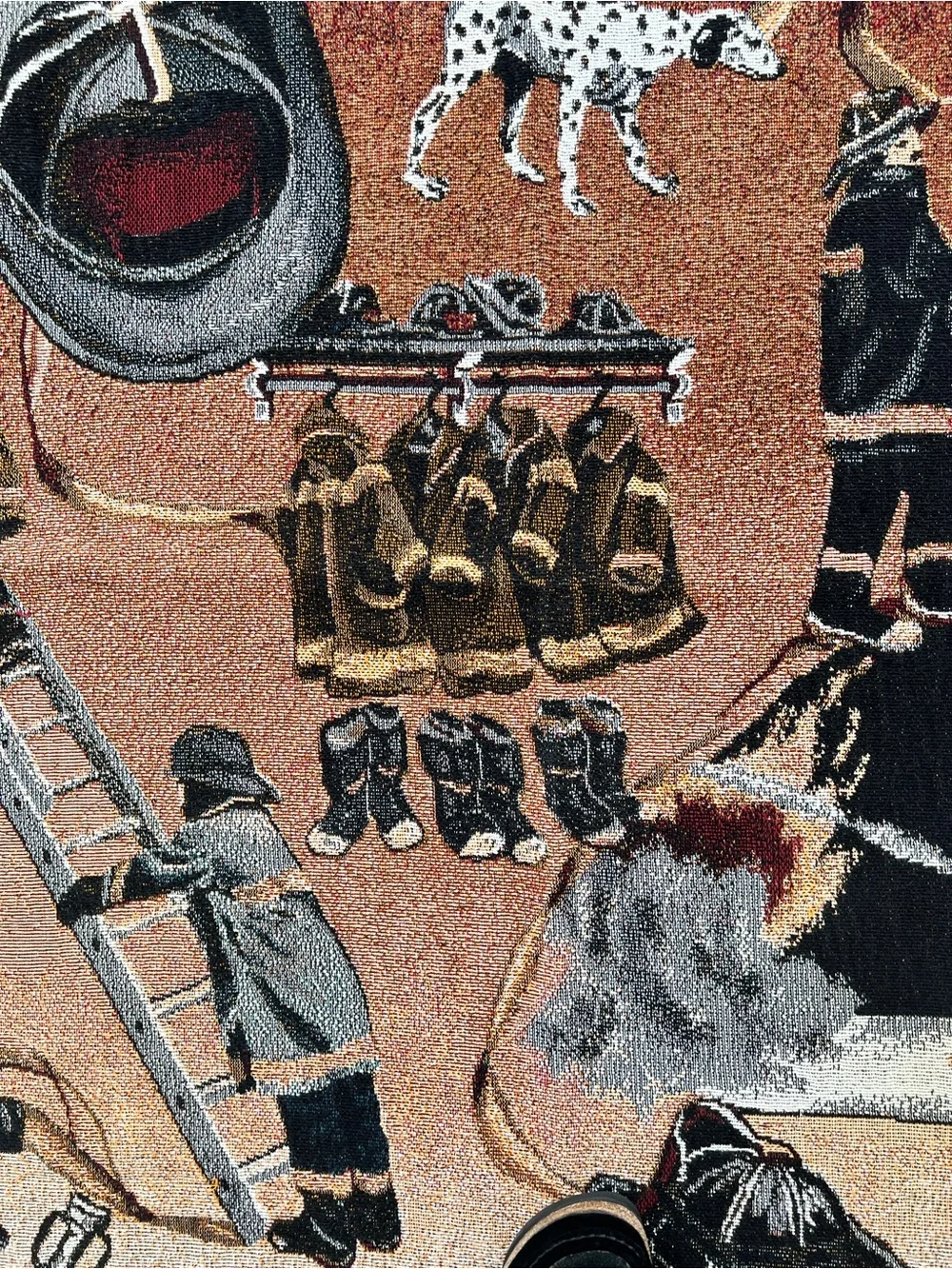 Firefighter Firehouse Themed Woven Tapestry Throw Blanket